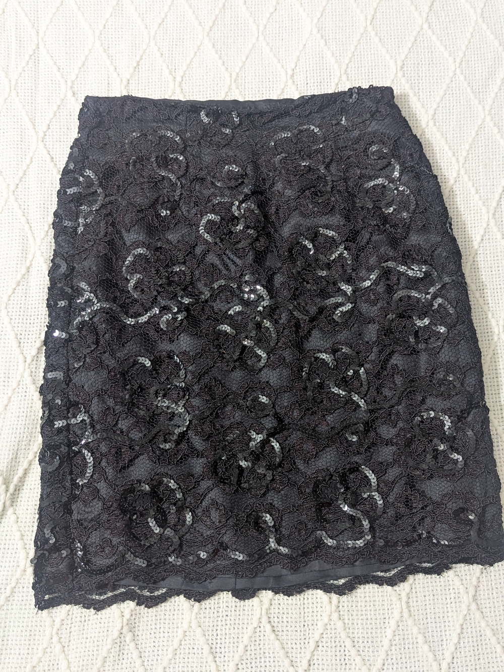 Vintage Hugo Buscati Sequin Lace Wiggle Skirt 90s Grunge 24"